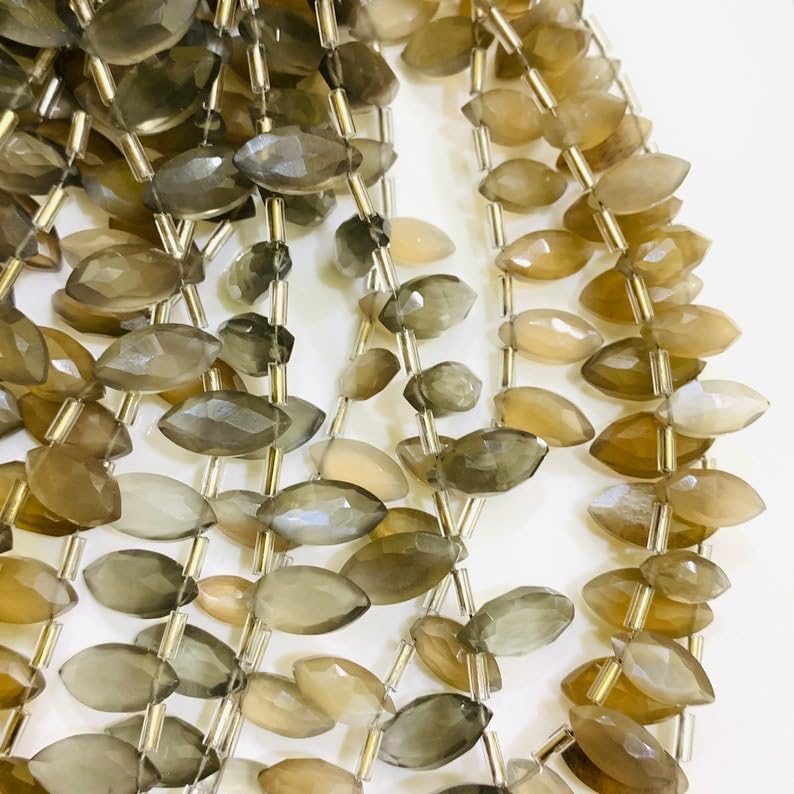 Natural Grey Moonstone boat smooth Beads 12X6 14X7 mm 7 inch long string jewelry making gemstone beads for necklace bracelet