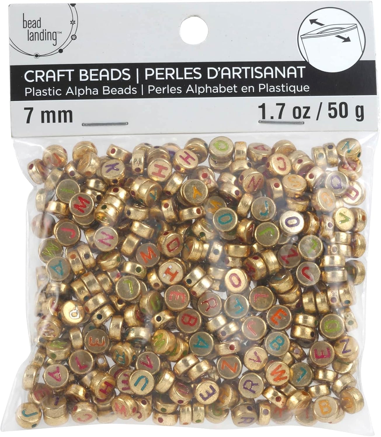 Bead Landing Gold Alphabet Circle Acrylic Beads, 7mm, 12 Pack