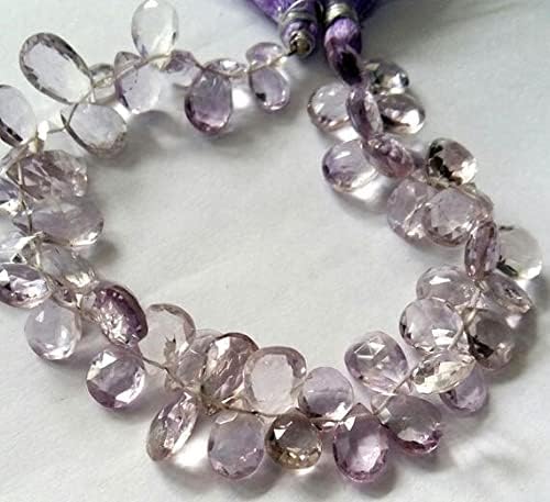 8 inch Strand of Natural Amethyst 8x11-8x25mm pear Faceted briolette Beads for DIY Jewelry Making. |BRIO_00309