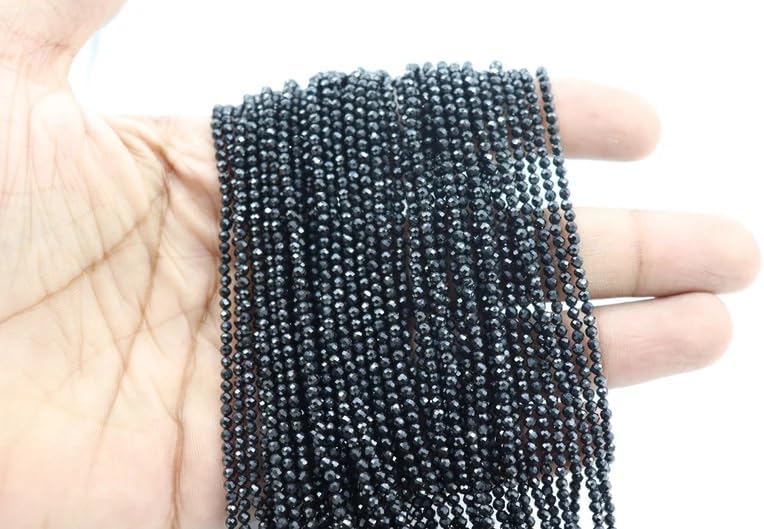 100 Strand Black Spinel Faceted Rondelle Beads 2.5 mm Black Spinel Machine Cut Beads Black Spinel Rondelle Beads Black Spinel Beads