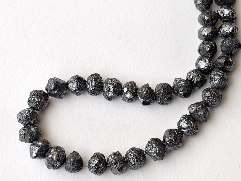 5-7mm Black Raw Diamond Beads, Black Diamond Rondelles, Diamond Beads, Black Diamond Rondelle For Necklace (4IN To 16IN Options)- PPD175, 5-7 MM