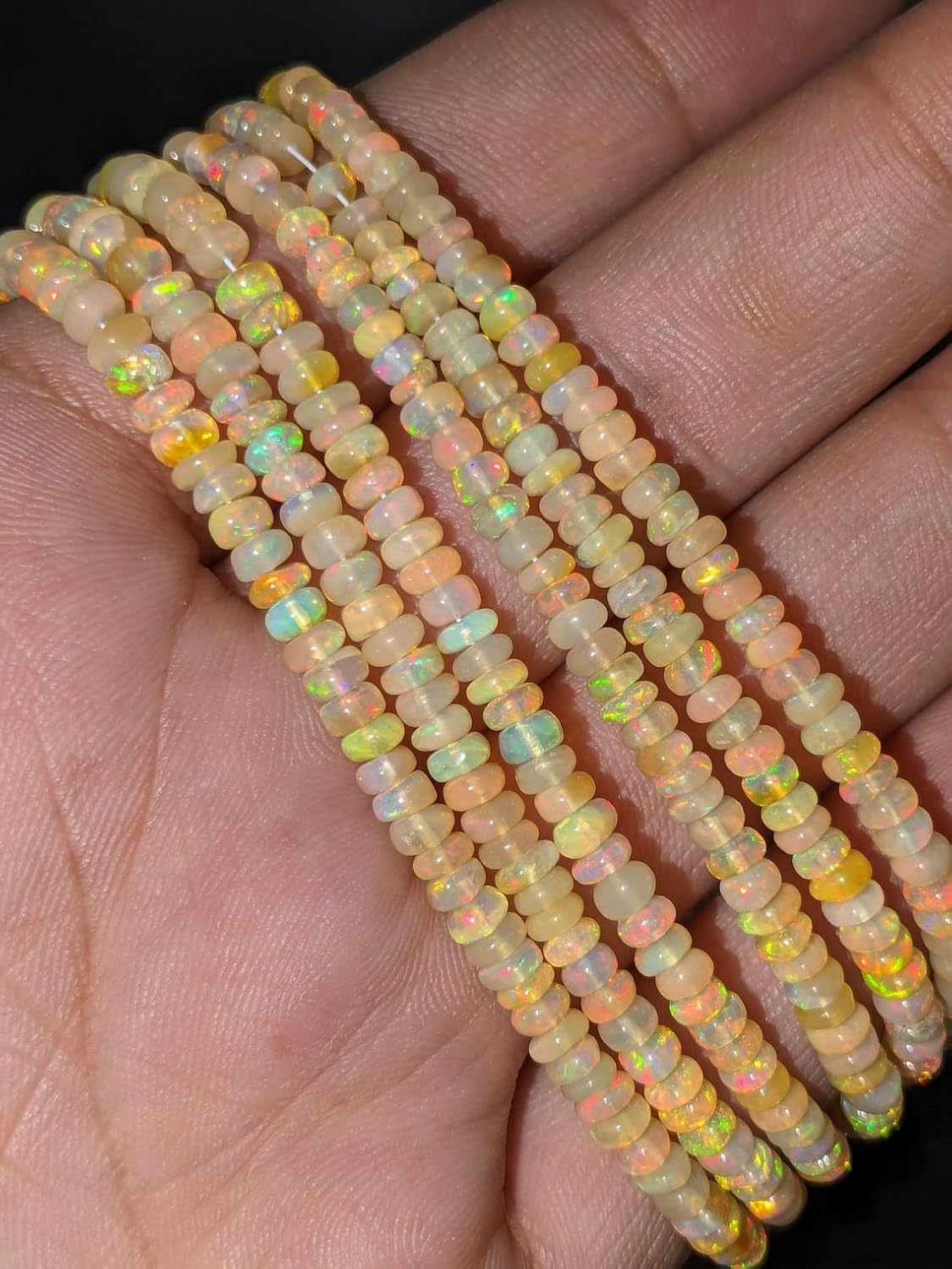 Ethiopian Opal Beads 3-5mm - Natural Weloo Fire Opal Smooth Rondelle Beads, 15