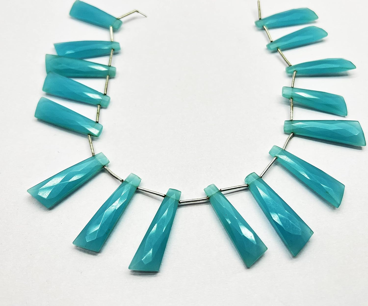 Natural Aquamarine Chalcedony Genuine Stone Beads 12 inch long strand Faceted Shape Rectangle Cut Real Loose Beading for DYI Bracelet Necklace Earrings Jewelry Making (Aquamarine Chalcedony ) - HMT127