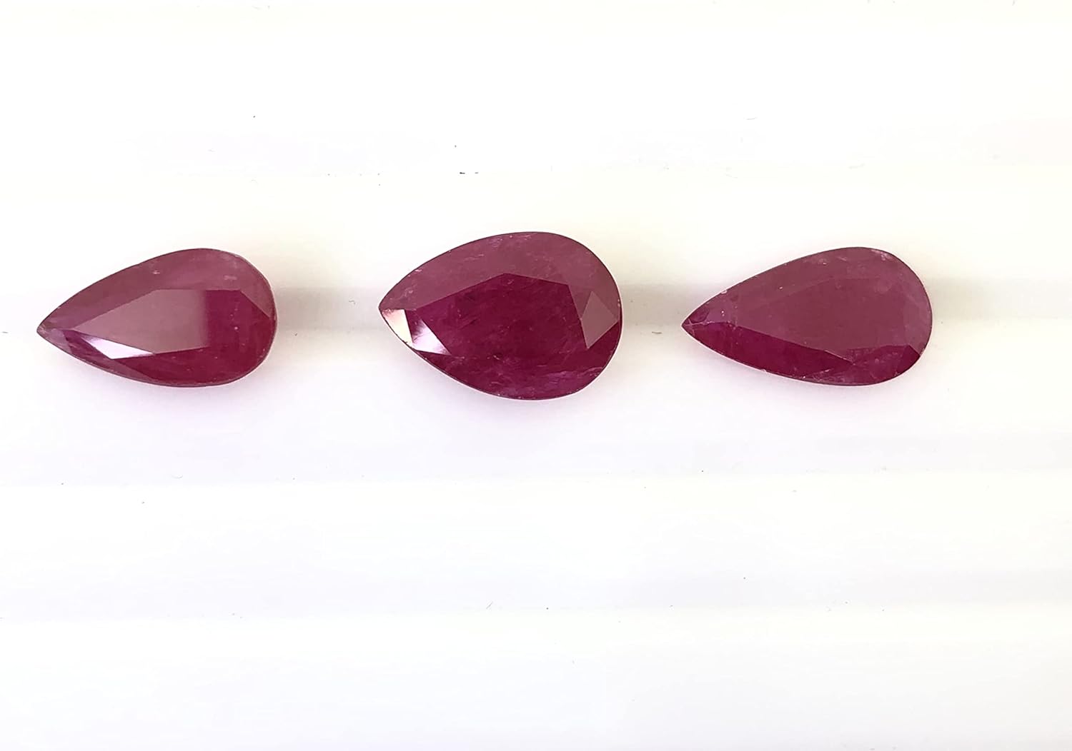 12.10 Ct 100% Genuine Natural Ruby Pear Size 13x9 & 13x7.50 mm Cut Faceted 3 Pieces Layout Set AAA Quality Loose Gemstone For Making Earring & Pendant Jewelry