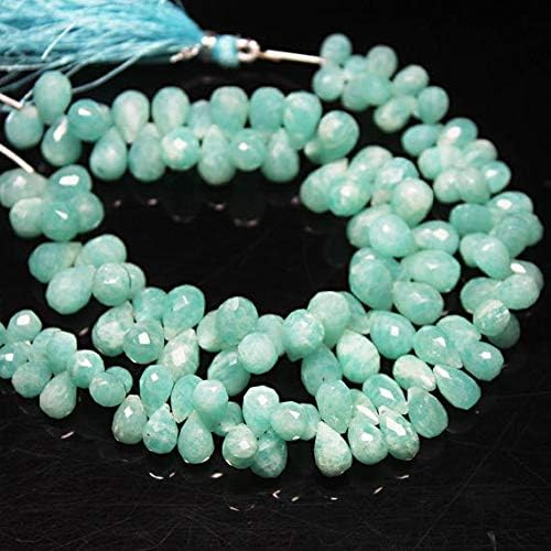 1 strand amazonite tear drop faceted 7'' long strand gemstone beads, jewelry supplies for jewelry making, bulk beads, for meditation jewellery for Reiki Healing mystic gemstone size 8mm to 10mm