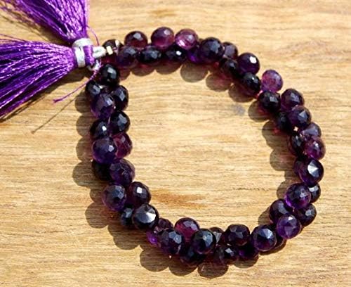 8 Inch Long 6-8 mm Natural African Amethyst Faceted Onion Briolette Beads Code-HIGH-42797