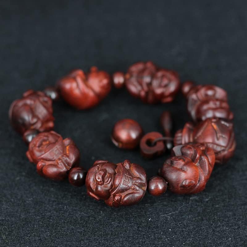 犀牛角紫檀雕刻佛珠手串 媲美小叶紫檀 老料沉水红木文玩(招财猪手串)