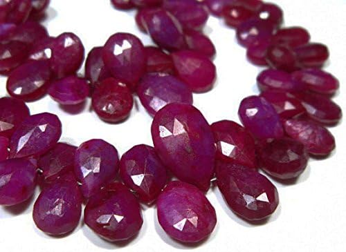 13 inch natural beads strand of 6x5-10x7mm faceted pear african ruby gemstone briolletes beads for DIY jewelry - necklace, bracelet, earring, ring.