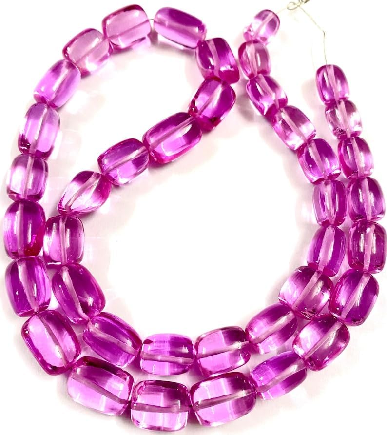 Natural Pink Sapphire Nuggets Smooth Beads 8-10 MM 20 inch Long String Jewelry Making Gemstone Beads for Necklace Bracelet