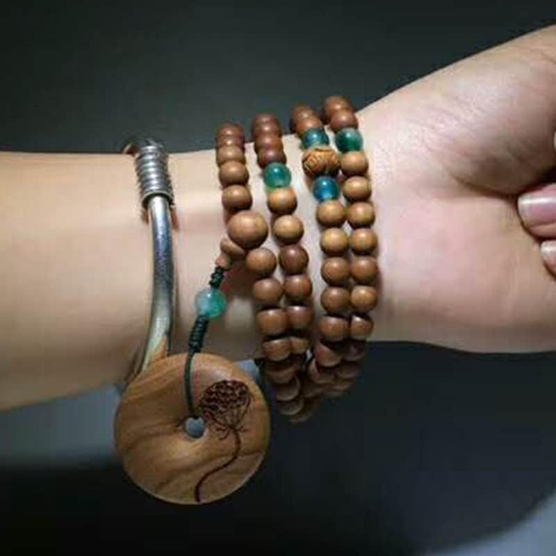 Mascot Wooden Crafts Wood Carving Art Wood Decoration Artwork 老山檀香手串阡陌繁花108颗 文玩手串念珠男女檀木佛珠手链(DIY沉水6MM老山)