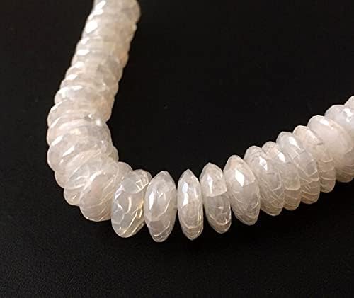 BEADS GEMSTONE 1 Strand Natural White Chalceny German Cut/Disc Beads, Chalceny Necklace, 6-10mm, 14 Inch Code-HIGH-17783