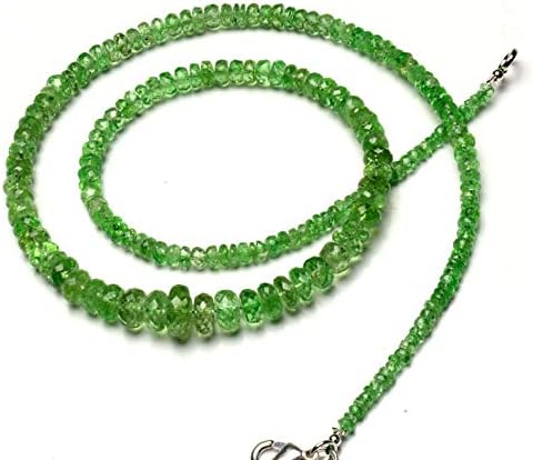 Natural Gemstone Tsavorite Faceted 3 to 9MM Big Size Rondelle Beads 19 Inch Full Strand Very Rare Gem Beads Necklace Green Garnet