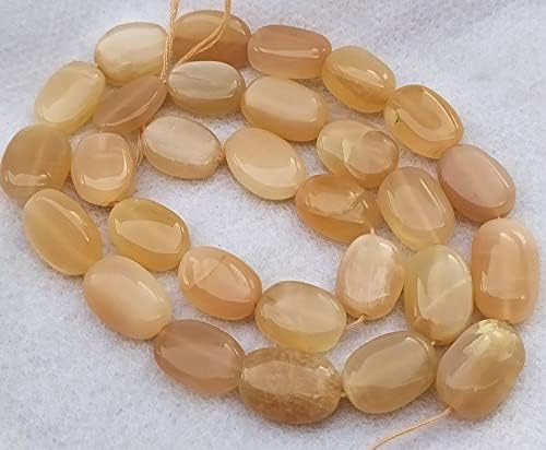 13 inch Strand of Natural gem Peach Moonstone, 12-14mm Oval Smooth Beads for DIY Jewelry Making. | Beads_06045