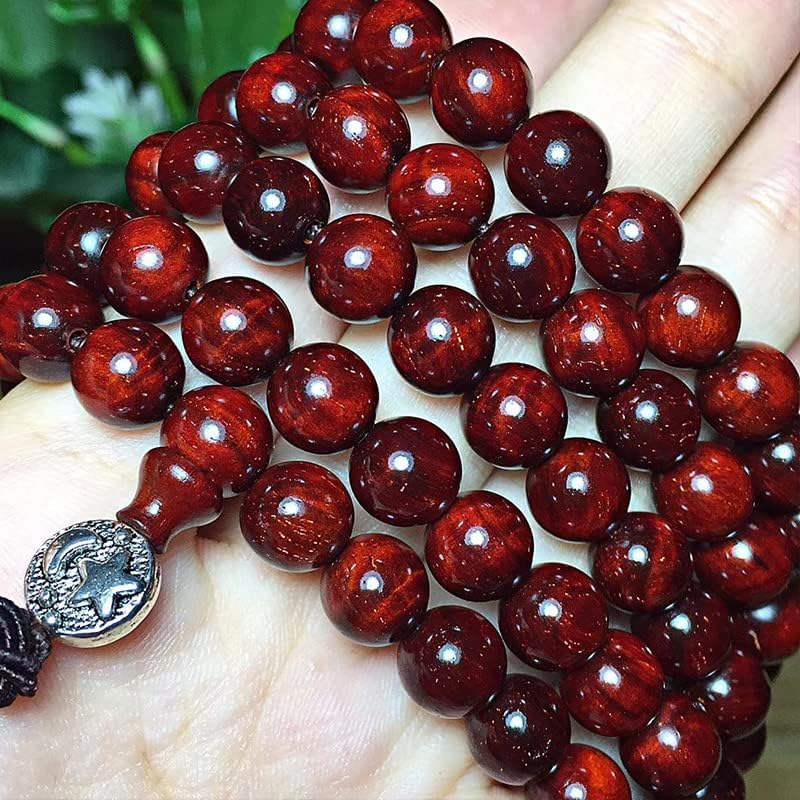 Mascot Wooden Crafts Wood Carving Art Wood Decoration Artwork 印度小叶紫檀老料0.8 * 108颗手链 水波乱纹多金星材质细玻璃底泥料(小叶紫檀老料0.8 * 108颗手链)