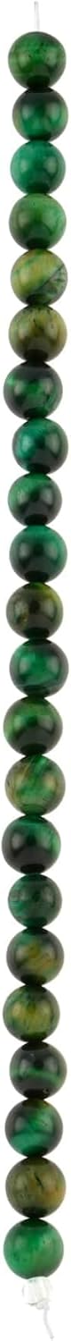 Bead Landing Dark Green Dyed Tiger's Eye Round Beads – Natural Gemstone Beads in 8mm Size for Jewelry Making, Bracelets, Necklaces & Crafts, 12 Pack (264 Total Beads)