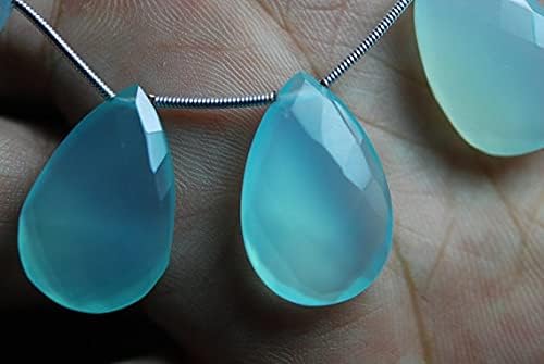 8 inch Strand of Natural Chalcedony 13x18mm pear Faceted briolette Beads for DIY Jewelry Making. |BRIO_01886