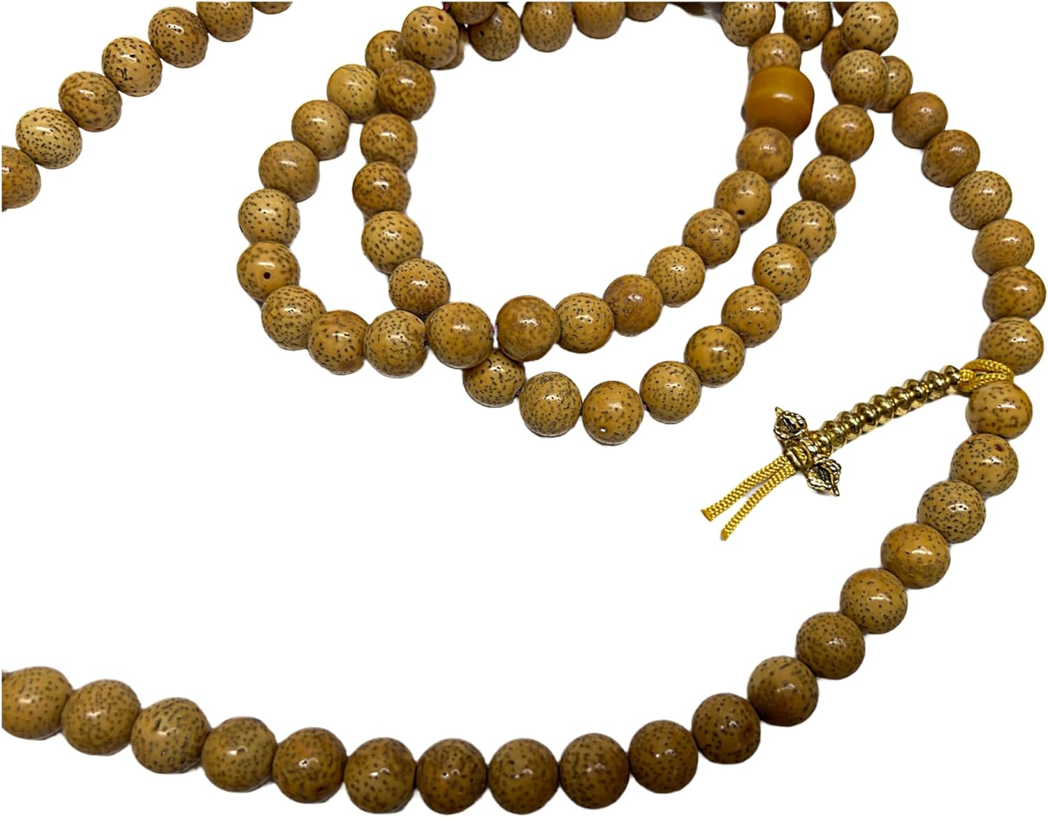 Bodhi Dots Pattern Cream Yellow Color 108 Beads Hand Rosary Praying Chain Aws4692