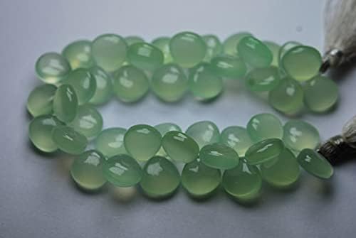 7 inch Strand of Natural Chalcedony 11mm Heart Smooth briolette Beads for DIY Jewelry Making. |BRIO_01739