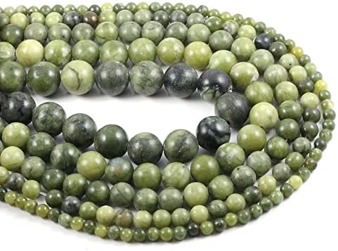13 inch Strand of Natural gem Olive Jade, 8mm Round Smooth Beads for DIY Jewelry Making. | Beads_05873