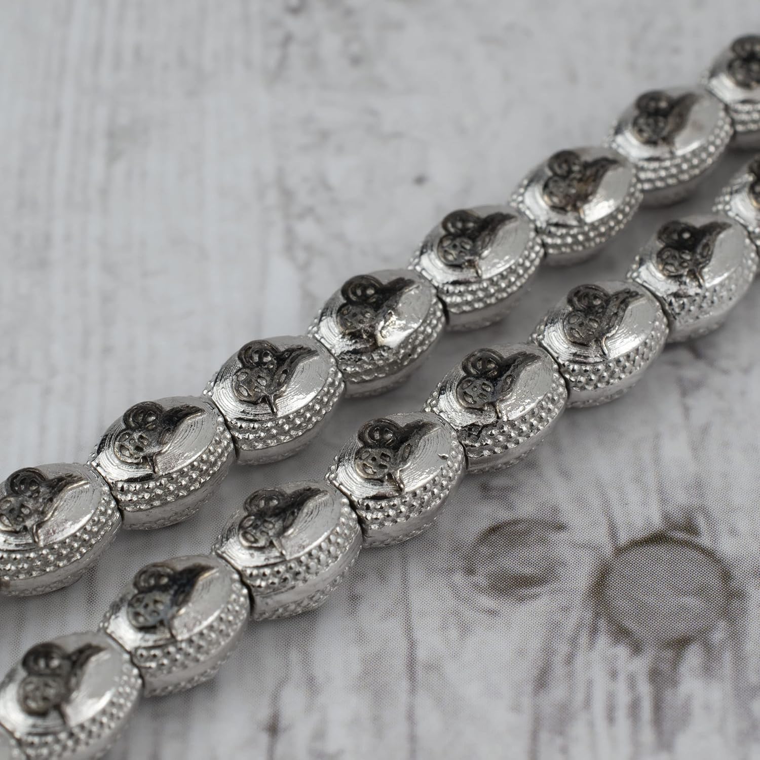 Filigranist 925 Silver Zirconia Oval Beads Tasbeeh Oxidized 33 Piece Oval Beads Misbah Tasbih Prayer Bead Worry Beads Stress Chain