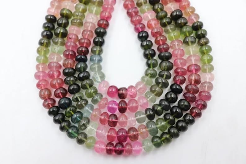 AAA+ Quality Multi Tourmaline Smooth Rondelle Beads 6.5-7mm Multi Tourmaline Gemstone Bead Smooth Rondelle Beads for Making Jwelery