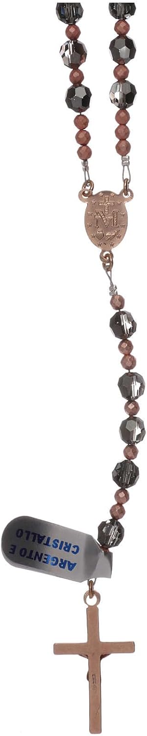 Rosary rosé Finished Beading Wire with Grey Strass Beads