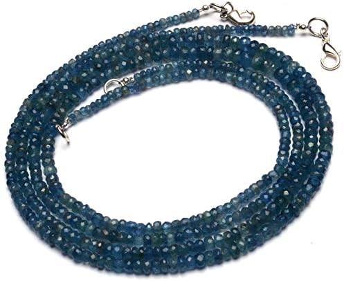 Natural Gemstone Moss Aquamarine Faceted 3 to 5.5MM Size Rondelle Beads Necklace 22 Inch Full Strand Very Rare Gem from Brazil