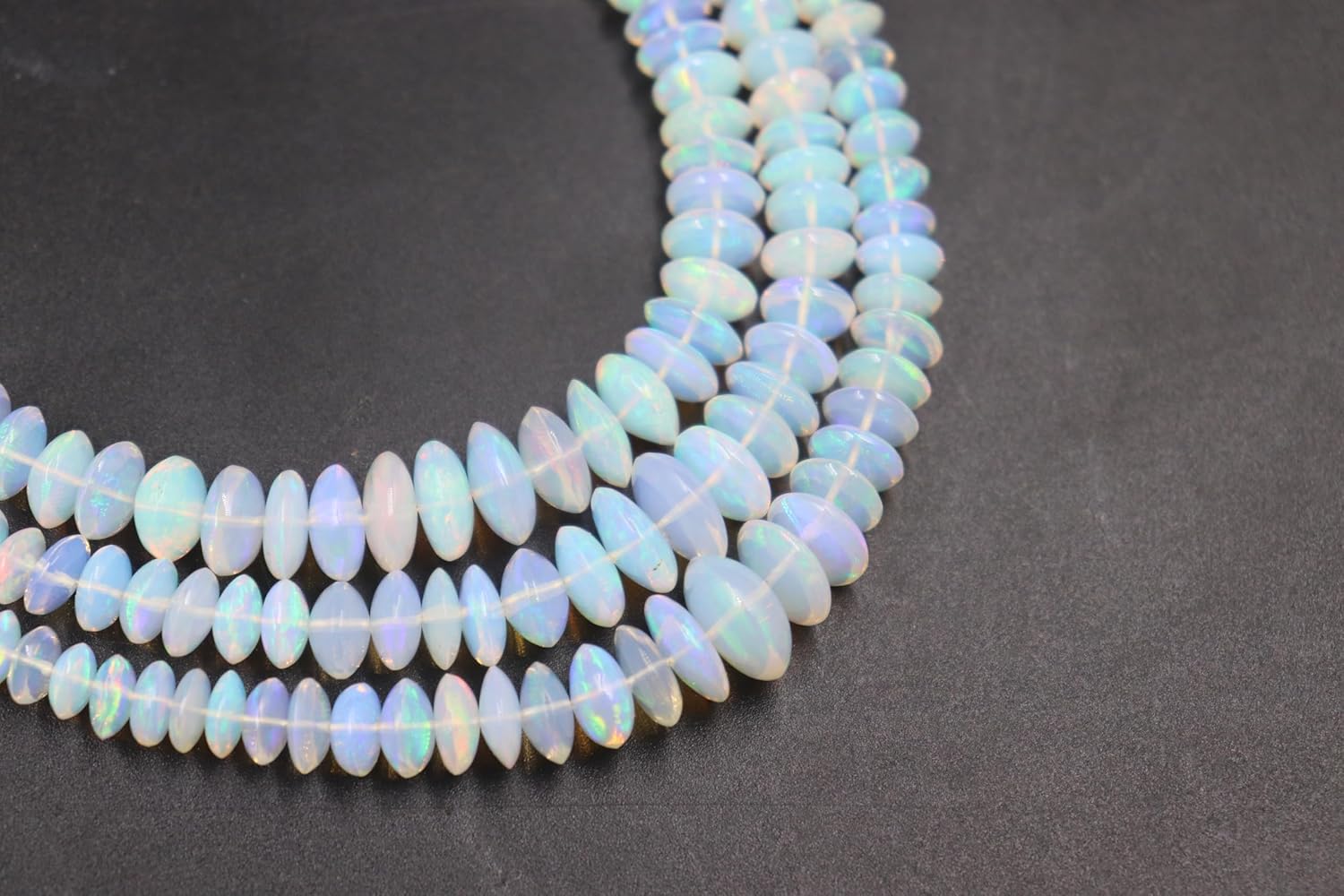 Natural Ethiopian Opal Smooth Saucer Beads, AAA+ Quality, Rainbow Fire Color, 6-10mm Size for Jewelry Making