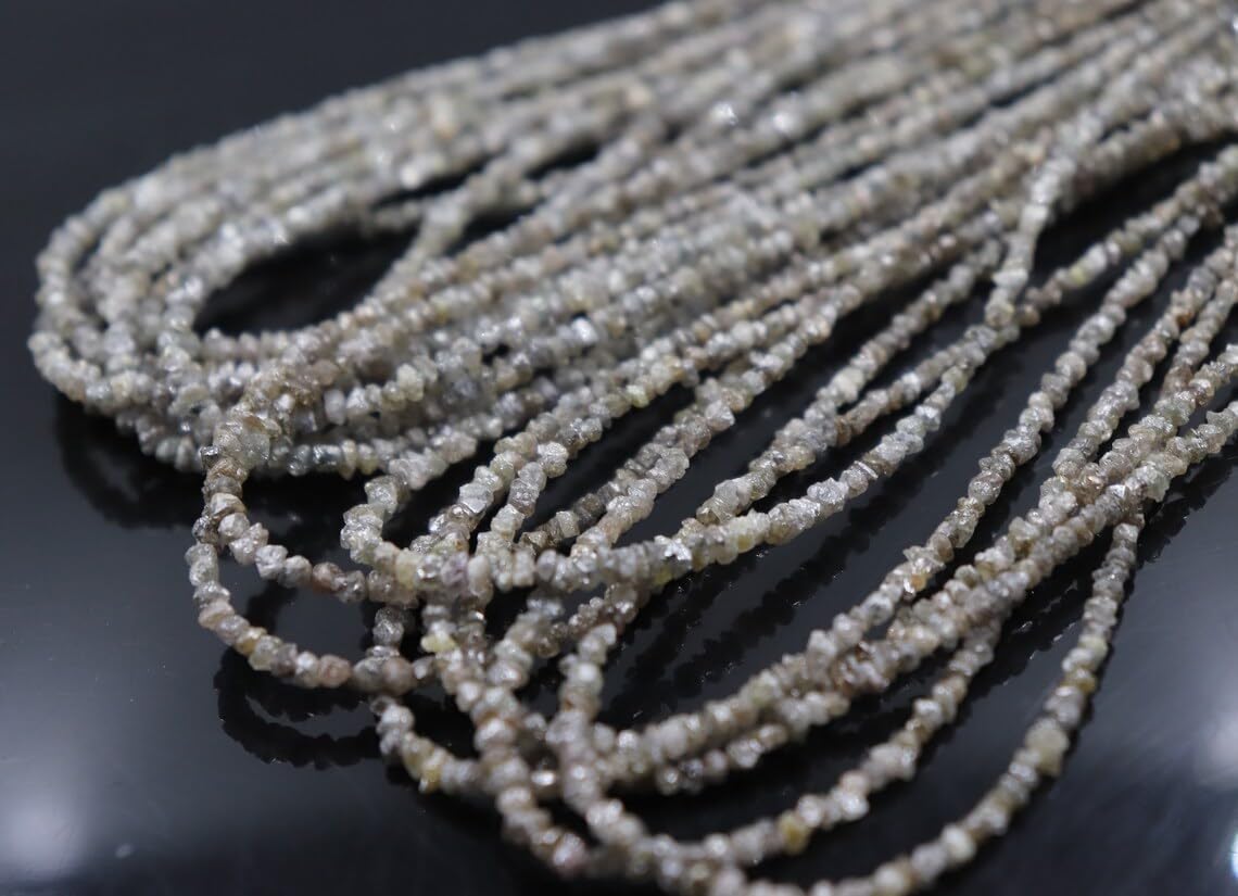 Generic AAA+ Natural Brown Diamond Uncut Beads 2.5-3mm Brown Uncut Beads Brown Diamond Beads Brown Rough Beads Conflict Brown Diamond (25 Strands), IGSC0882