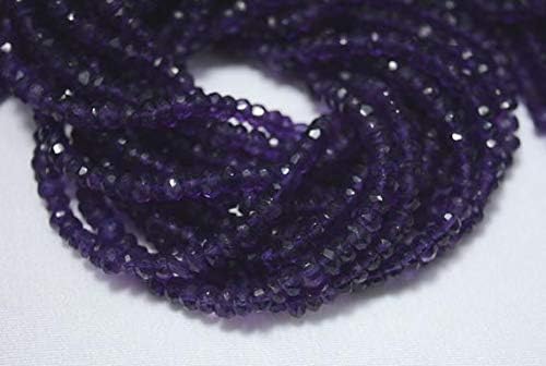 10 Strands,Amethyst Rondelle Beads, Amethyst Gem Stone, 4mm Beads, Faceted Rondelle, Gemstone Beads, 13.5 Inch Code-HIGH-24895
