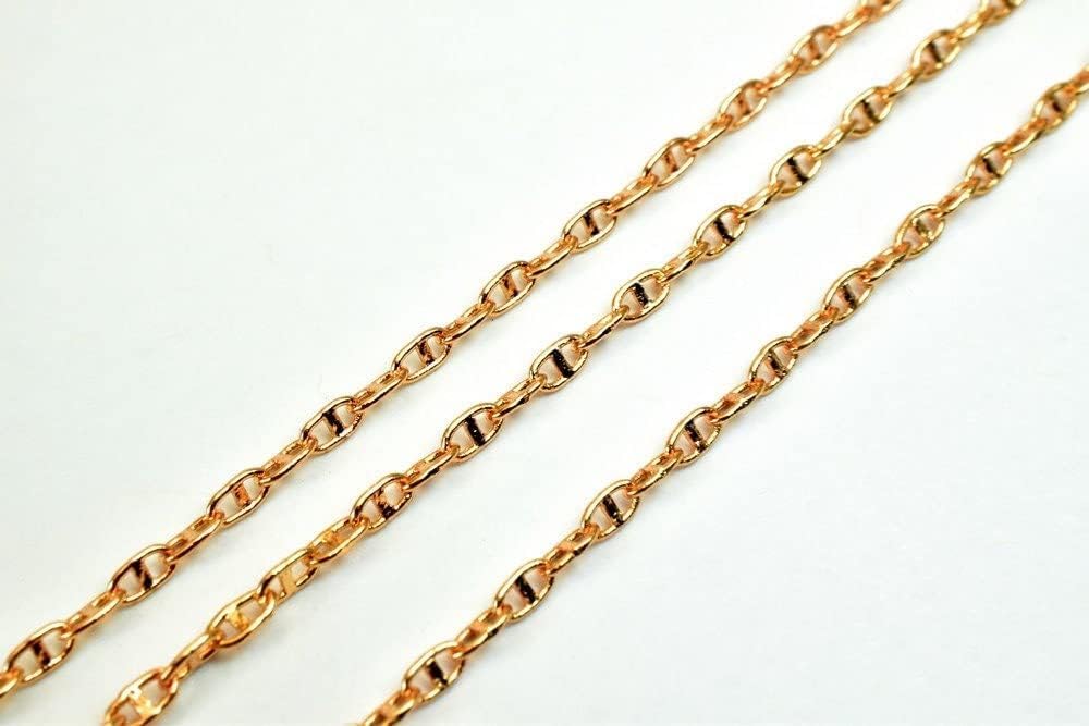 18K Pinky Gold Filled EP Chain Width 2mm Thickness 1mm Gold-Filled finding for Gold Filled Sold by Foot PGF01