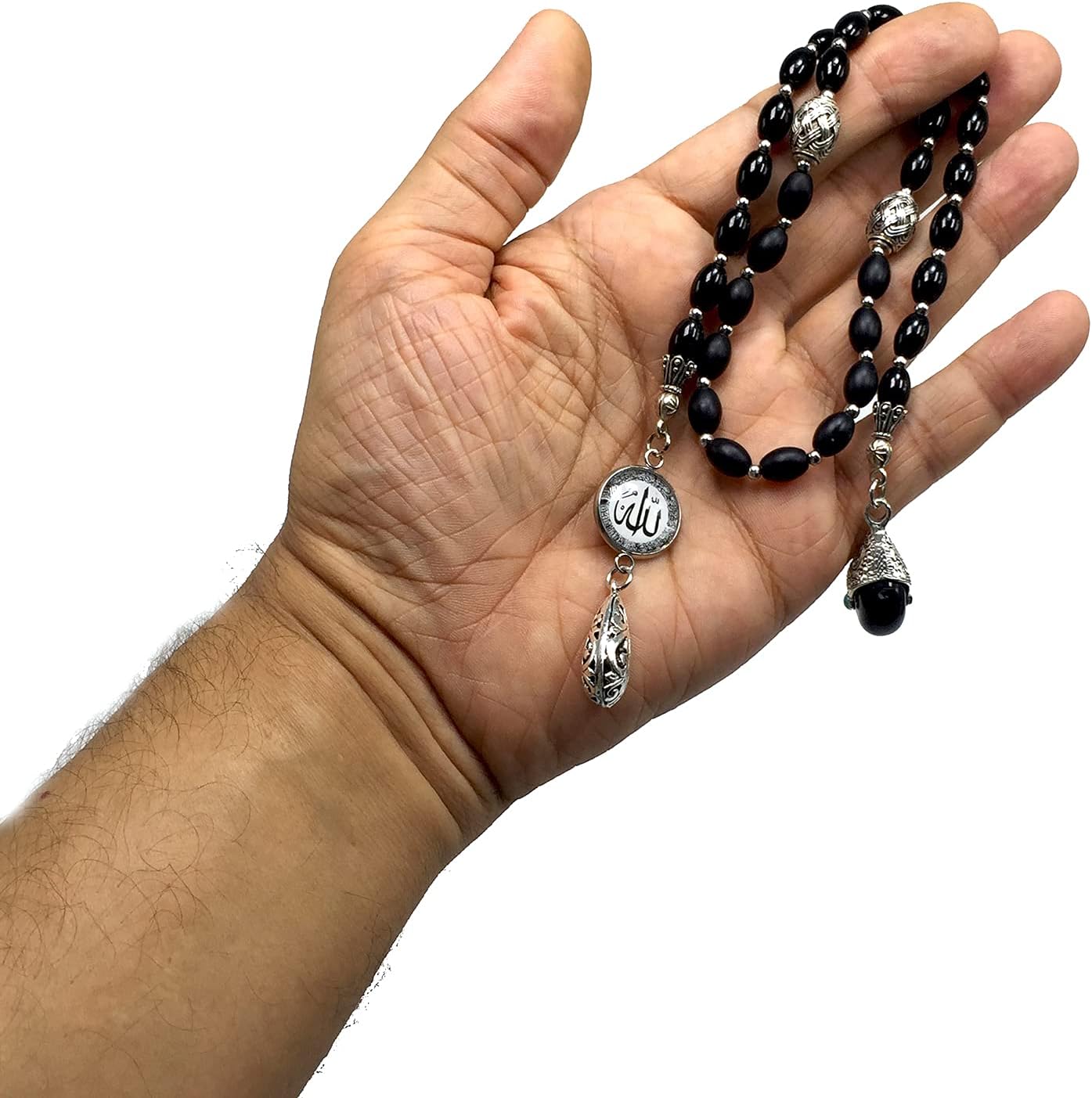 -Swing Beads Collection- Prayer Beads-Tesbih-Tasbih-Tasbeeh-Misbaha-Masbaha-Subha-Sebha-Sibha-Rosary (Model 3-8 mm Diameter Black Agate Beads)