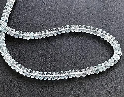 1 Strand Natural Aquamarine Faceted Rondelle Beads, Natural Aquamarine Beads, Aquamarine Necklace, 5-5.5mm, 5 Inch