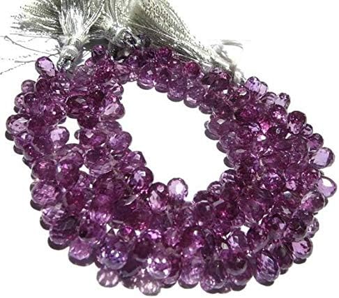 13 inch natural beads strand of 7-8mm faceted drop kunzite corundum quartz gemstone briolletes beads for DIY jewelry - necklace, bracelet, earring, ring.