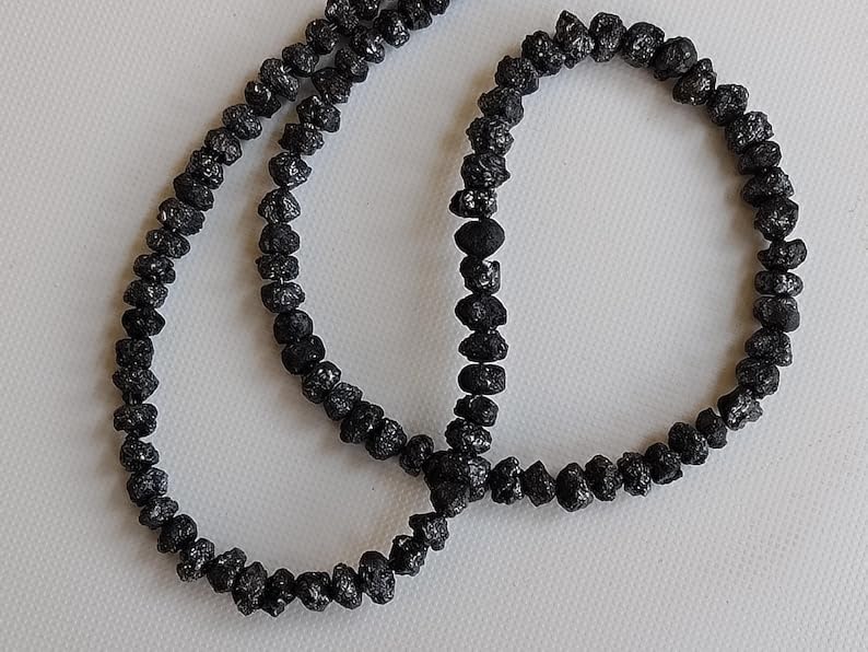 4-5mm Black Rough Diamond Beads, 0.5mm Hole Drilled Black Diamond, Loose Diamond, Conflict Free Black Diamonds For Jewelry (5Pcs To 20Pcs), 4-5 MM