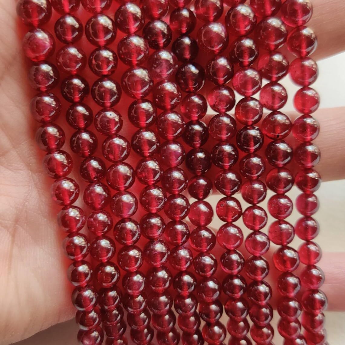 Natural Ruby Round Smooth Beads 5 mm to 7 mm 16 inch Long String Jewelry Making Gemstone Beads for Necklace Bracelet