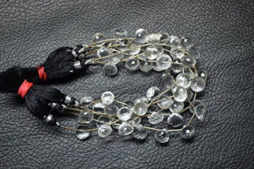 2 Strands 24 Briolettes 10-11mm Beautiful Eye Catching Clarity: Natural Rock Crystal Faceted Onion Shape Briolette Beads