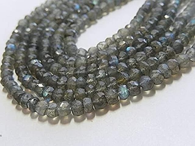 Labradorite Gemstone Faceted Rondelles, 4.5-5mm Semi Precious Rondelle 13
