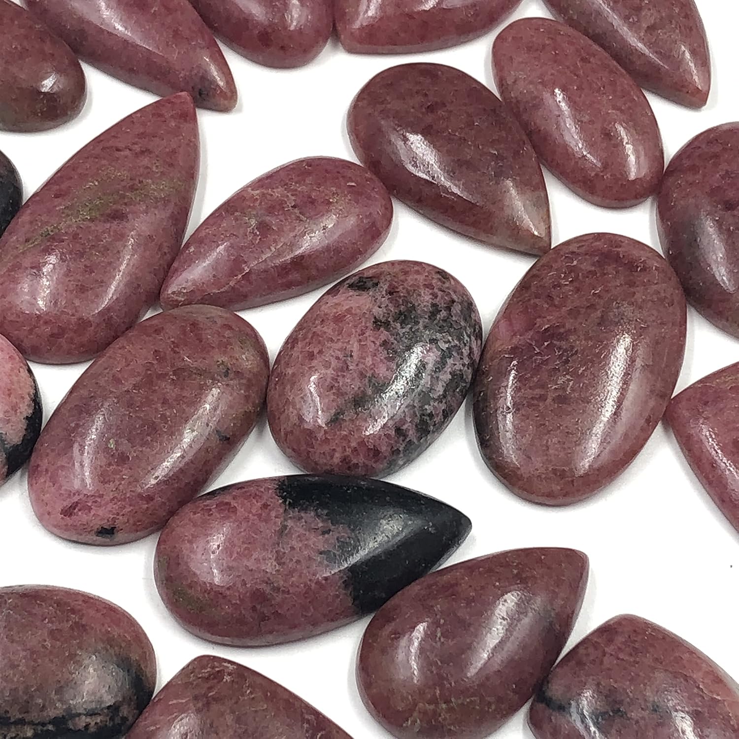 Natural BLACK RHODONITE Gemstone Loose Cabochon Lot For Jewelry Making, Loose Gemstone For Ring, Earring & Pendant Necklace, Jewelry Making Cabochons, Healing Gemstones