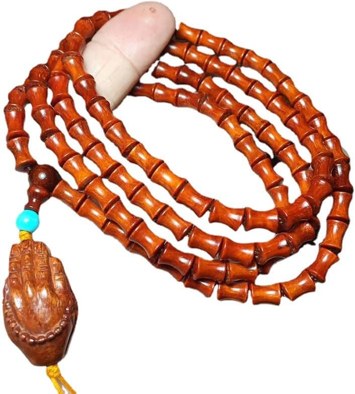 Mascot Wooden Crafts Wood Carving Art Wood Decoration Artwork 小叶紫檀6*8 * 108颗竹节款带星搭配佛手挂坠珠子圆润 光滑细腻手链(小叶紫檀竹节佛手款)