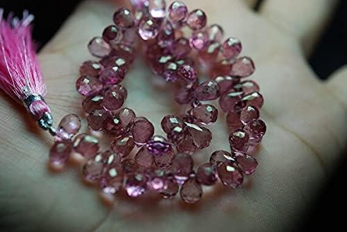 8 Inch Long Strand Mystic Pink Quartz Faceted Drops Shaped Briolettes,9-10mm Size
