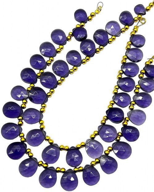 8.6 Inch Purple Amethyst Quartz 21 Pieces Beads Size 8x6-12x10mm Shape Pear Cut Faceted Making, Beading & Craft Supplies lot of 25 Strands CHIK-STRD-97459