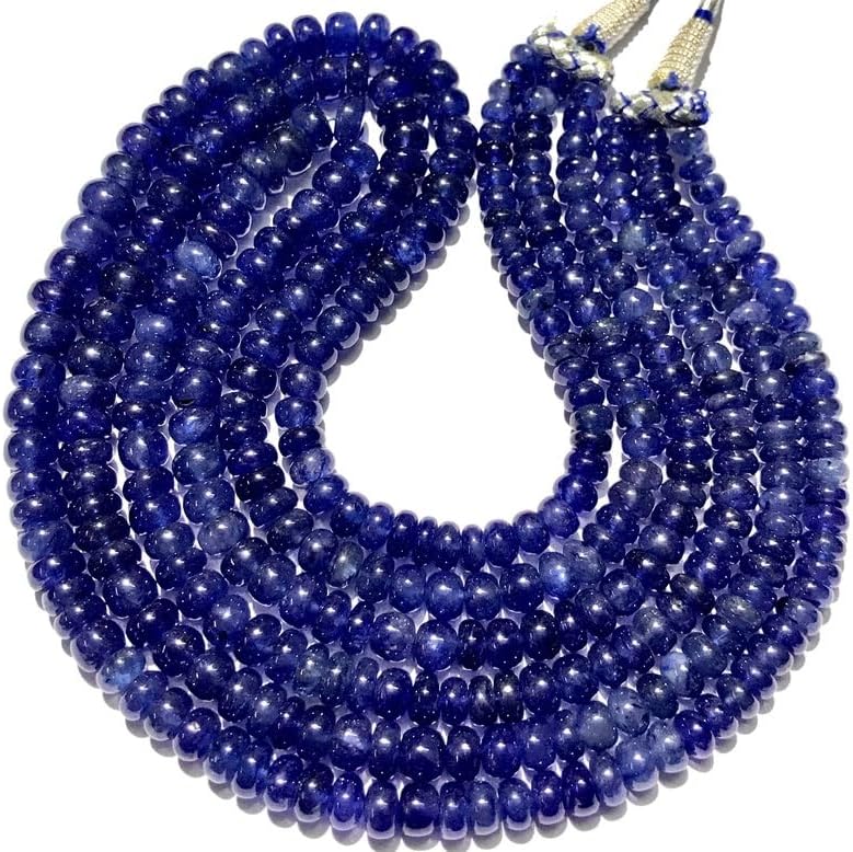 Natural BLUE SAPPHIRE roundelle smooth Beads 5.5-8 MM 17 inch long string jewelry making gemstone beads for necklace bracelet