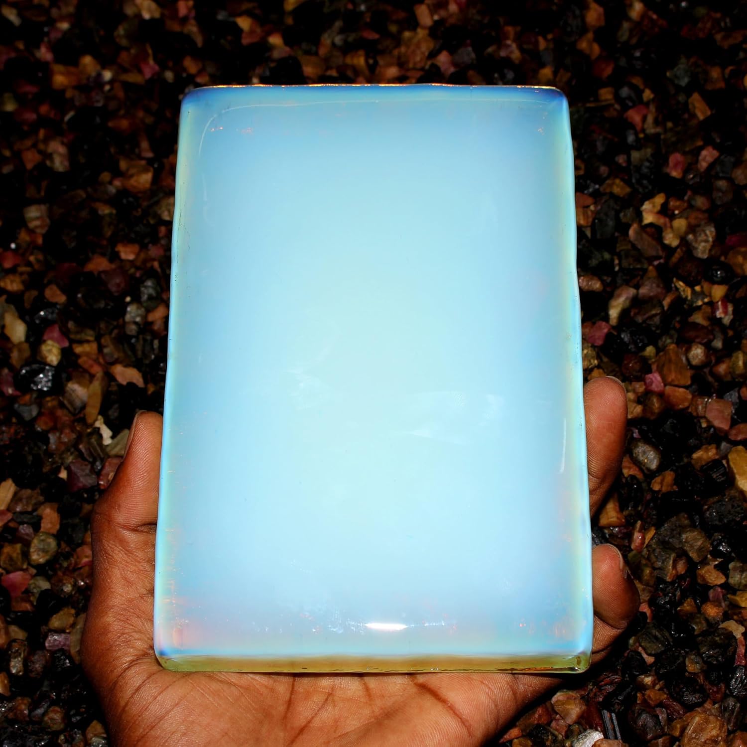 REAL-GEMS Opalite Real Blue Reiki Crystal Slab 16 cm 1401 Grams for Decoration