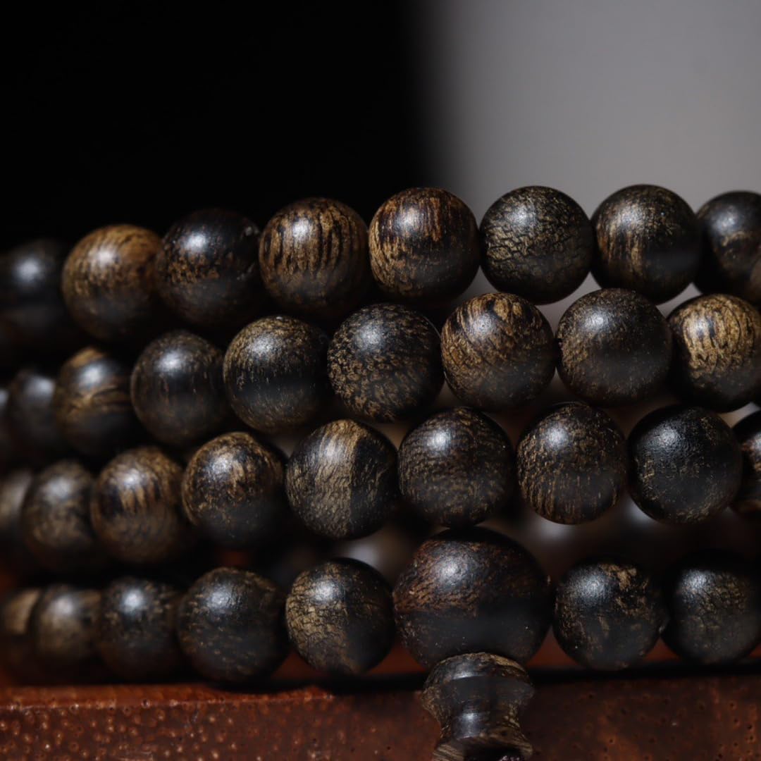 Vietnam Nha Trang White Agarwood Burl Old Material 6mm*108 Beads Delicate Jade-Like Full Grain Sinking Grade