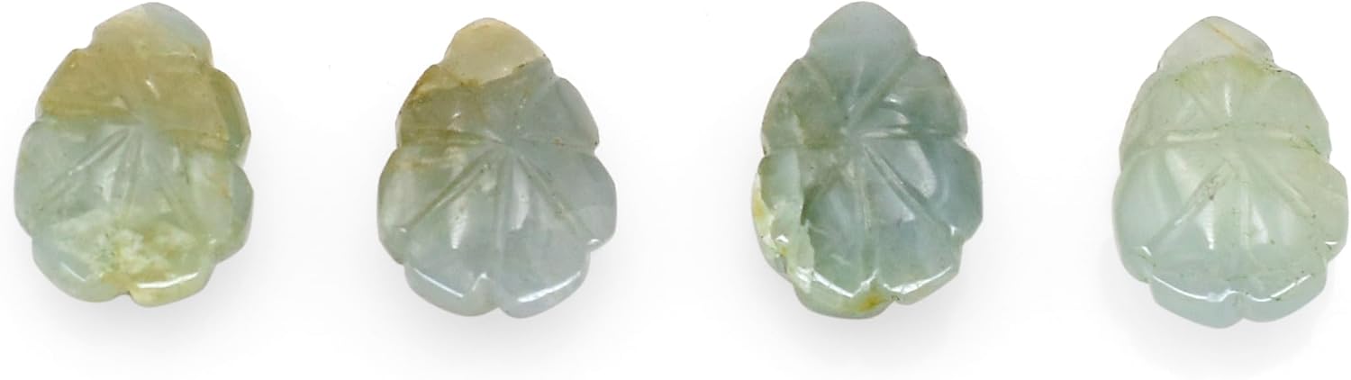 Natural Aquamarine Stone Beads - Jewelry Making Drill Beads Loose Gemstone 10X14 mm Pear Shape Flower Carving Charms Crystal Stones