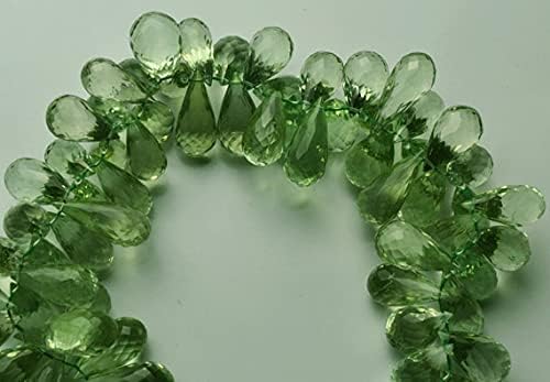 1 Strand Natural 8.5 Inch Stands Natural Super Green Amethyst Micro Faceted Drop Shape Big Beads 15 to 20 MM
