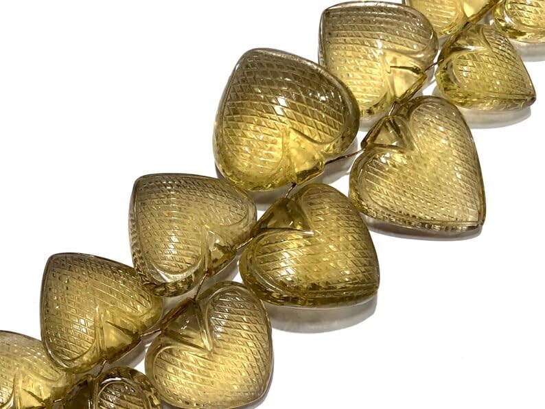 Natural Lemon Quartz Hert Smooth Beads 14x15-15x20mm 8 inch Long String Jewelry Making Gemstone Beads for Necklace Bracelet