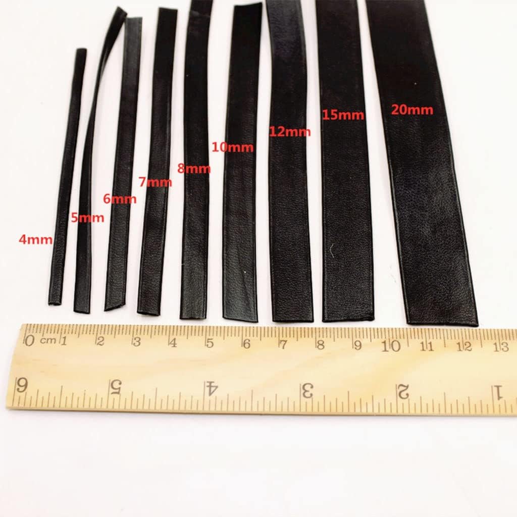 Braided Cord String Rope, 5 Meters 3-50mm Black Flat Genuine PU Leather Cord Rope Strap Bracelet for DIY Making(50mm)