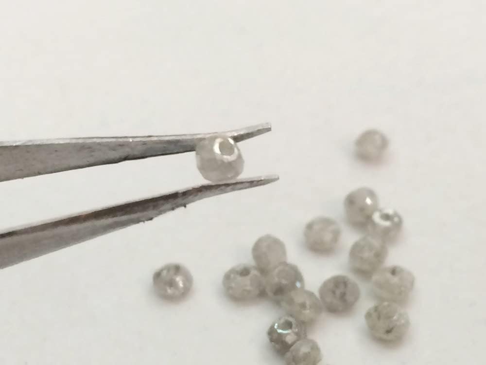 3mm Gray White Sparkling Diamonds, Faceted Diamond Rondelle Beads, 0.7mm Hole Size Faceted Diamond For Jewelry (1Pc To 10Pc Options) - DS161, 3 MM Approx.
